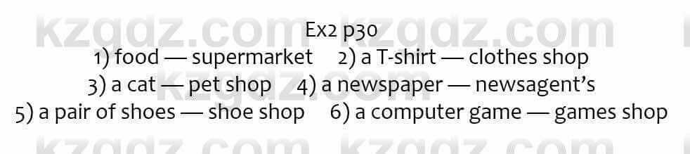 Английский язык Ben Wetz 5 класс 2019 Упражнение Ex2 p30