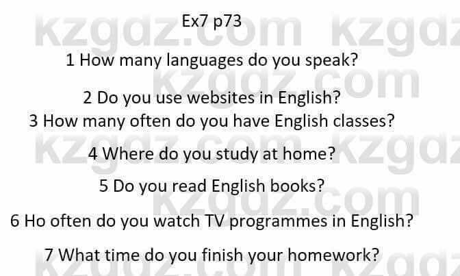 Английский язык Ben Wetz 5 класс 2019 Упражнение Ex7 p73