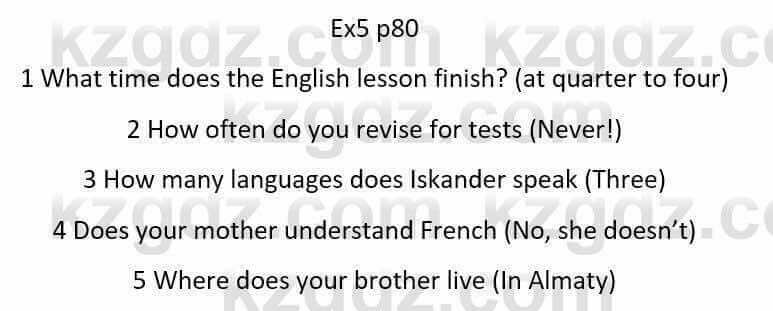 Английский язык Ben Wetz 5 класс 2019 Упражнение Ex5 p80
