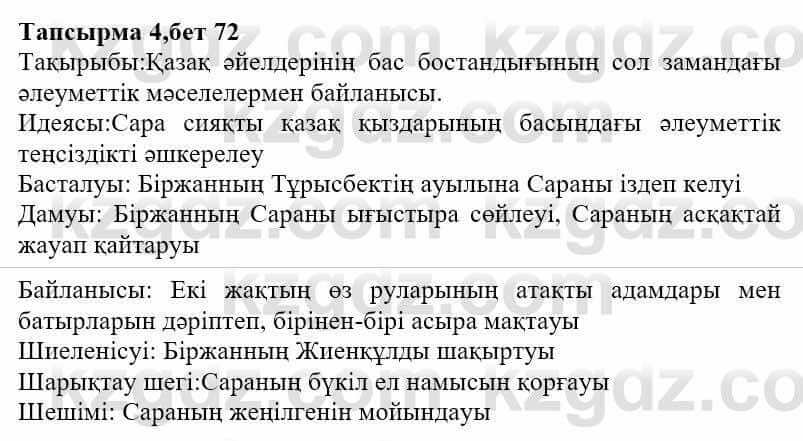 Казахская литература Ақтанова А.С. 9 класс 2019 Упражнение 4