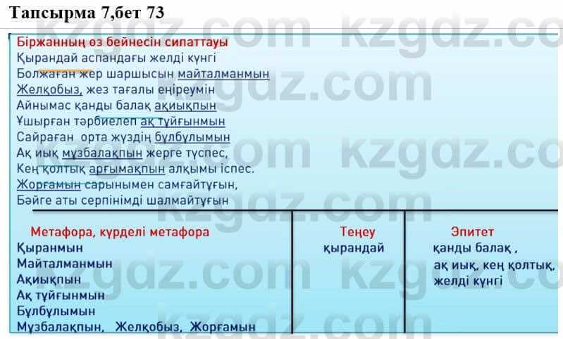 Казахская литература Ақтанова А.С. 9 класс 2019 Упражнение 7