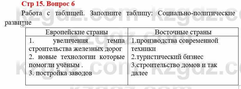 Всемирная история Алдабек Н. 8 класс 2019 Повторение 6