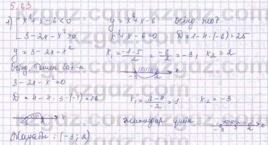 Алгебра Шыныбеков 8 класс 2018 Упражнение 5.63