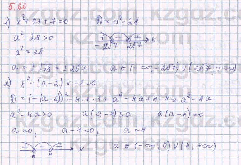 Алгебра Шыныбеков 8 класс 2018 Упражнение 5.60