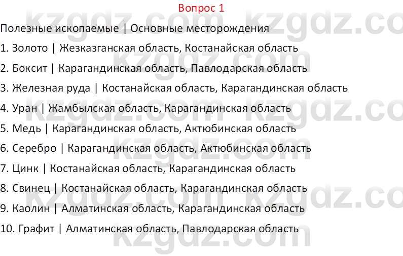 География (Часть 1) Каратабанов Р.А. 9 класс 2019 Вопрос 1