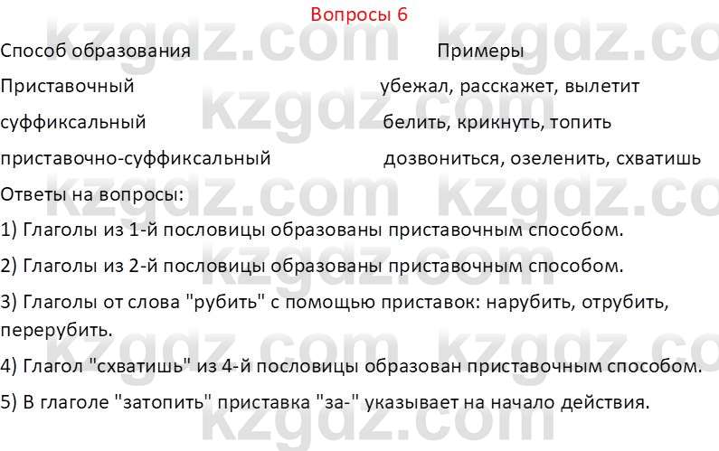 Русский язык и литература (Часть 2 (версия 2)) Жанпейс У.А. 6 класс 2018 Вопрос 6