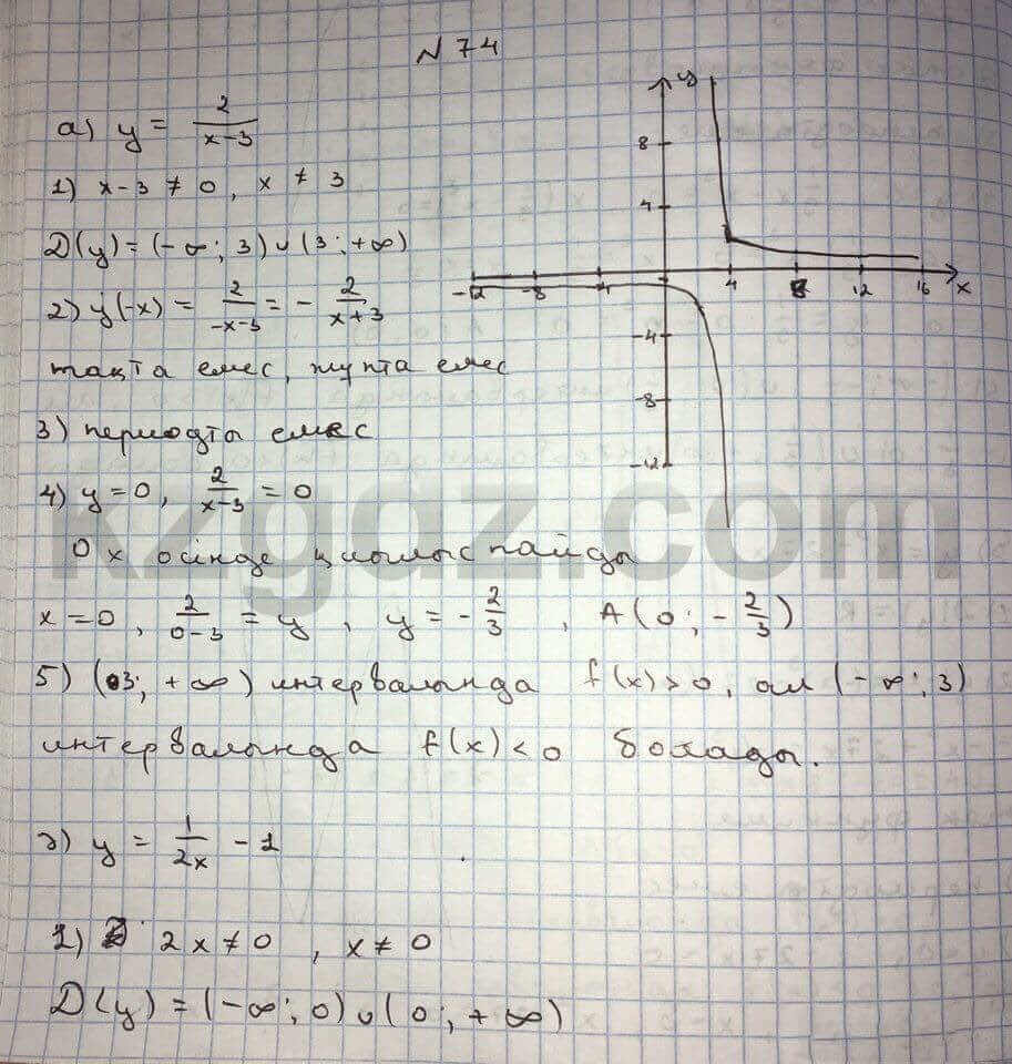 Алгебра Абылкасымова 10 класс Естественно-математическое направление Упражнение 74