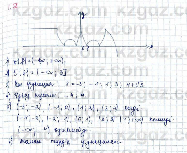 Алгебра и начало анализа ЕМН Шыныбеков 10 класс 2019 Упражнение 1.58