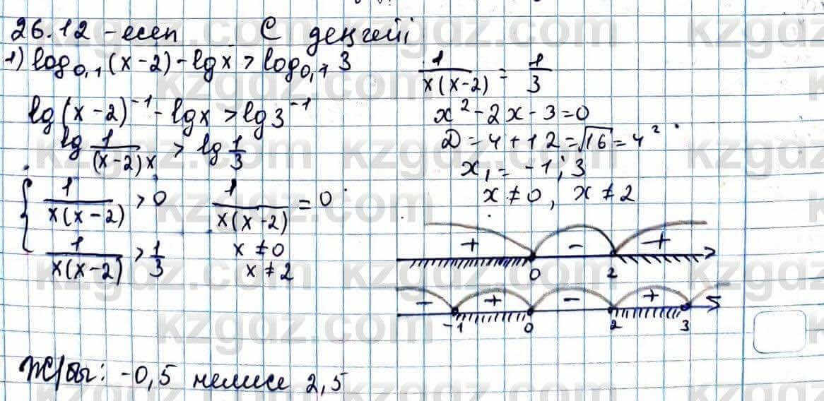 Алгебра ЕМН Абылкасымова 11 класс 2020 Упражнение 26.12