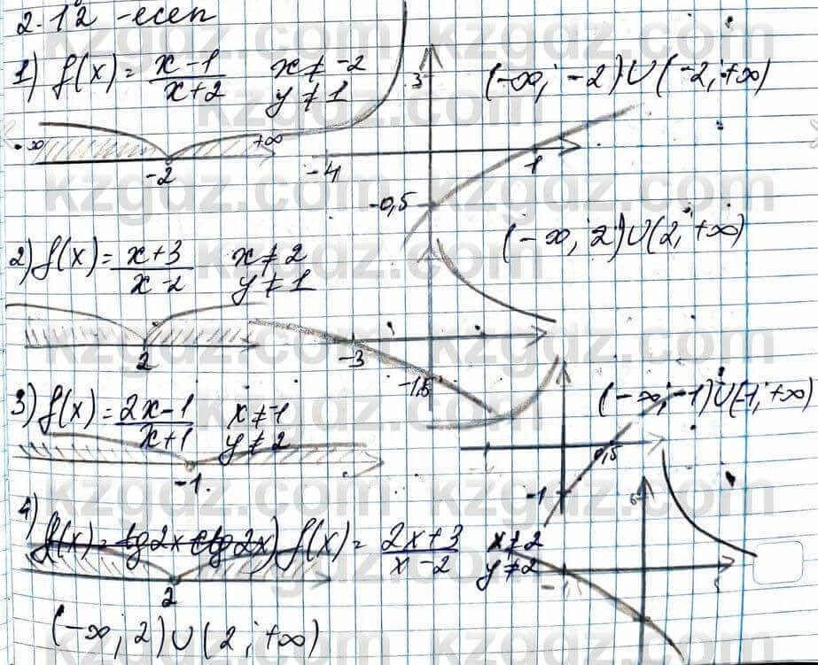 Алгебра ЕМН Абылкасымова 11 класс 2020 Упражнение 2.12