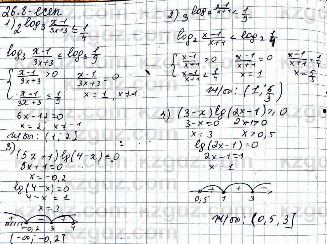 Алгебра ЕМН Абылкасымова 11 класс 2020 Упражнение 26.8