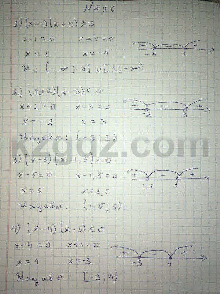 Алгебра Абылкасымова 8 класс 2016 Упражнение 296